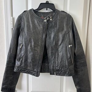 Black Rivet Charcoal Leather Jacket
